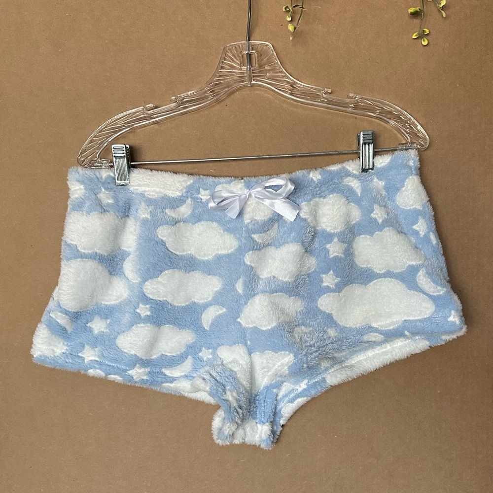 Light Blue Cloud Pajama Shorts w/ bow
